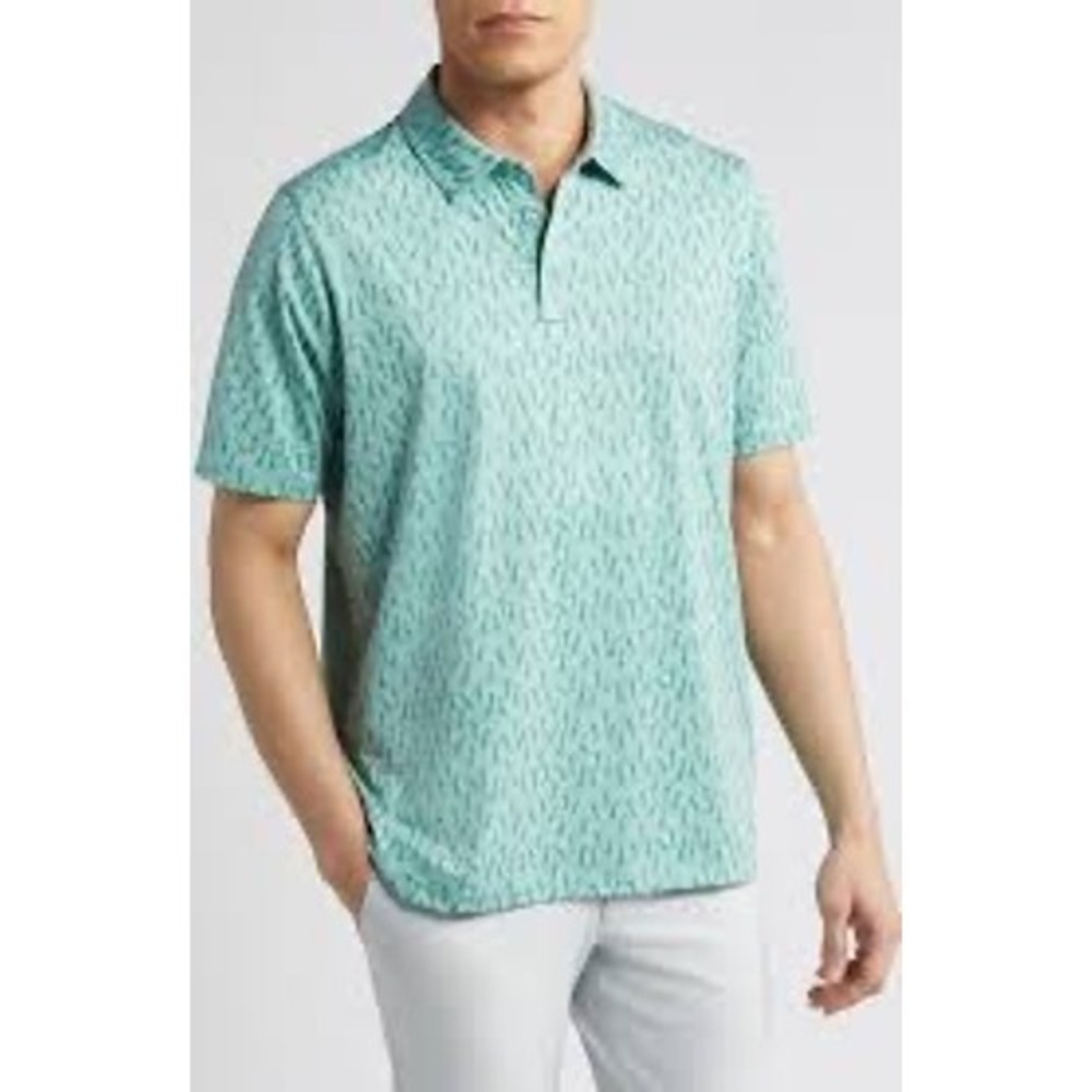 Johnston & Murphy XC4 Mens 3XL Green Guitar Print Extreme Comfort Polo Shirt NWT